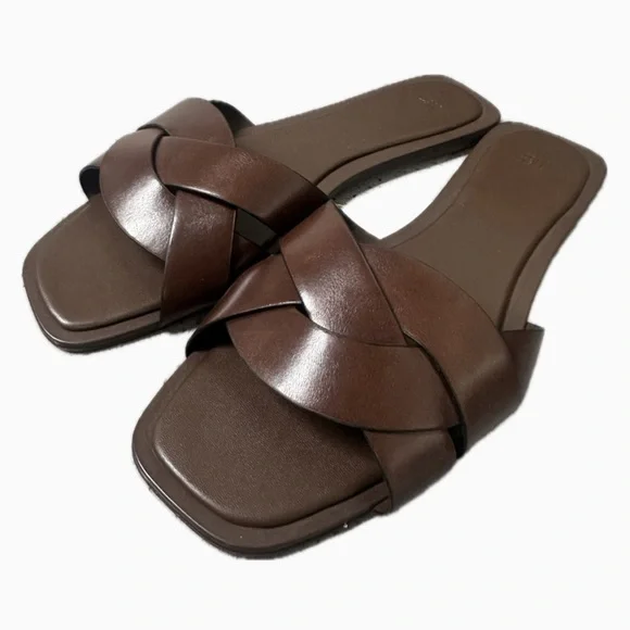 Brown Braided Slide Sandals - Picture 2 of 3